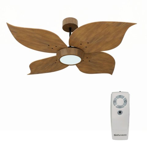 Ventilador de Teto com Controle Remoto Natuvent Flower Led 4 Pás Madeira Imbuia