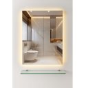 Ver imagem 1 de Kit Espelho em Vidro Retangular 50x40cm Iluminado Decorativo Luz Indireta C/ Prateleira