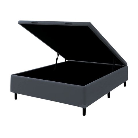 Base Box Baú Casal 138x188x35 Suede Galego Home Pistão a Gás - Cinza