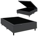 Ver imagem 2 de Base Box Baú Casal 138x188x35 Suede Galego Home Pistão a Gás - Cinza