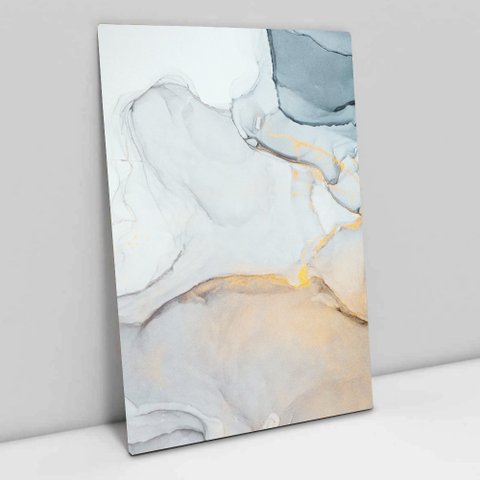 Quadro Decorativo em Canvas Abstrato Mármore Gold Blue TaColado Borda Infinita 90 x 60cm