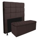 Ver imagem 1 de Kit Cabeceira + Calçadeira Baú Espanha 100cm Solteiro para Cama Box Corino Marrom - Gat Magazine