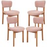 Kit 04 Cadeiras para Sala de Jantar Cozinha Living Estofada Dara L02 Bouclê Rosê - Lyam Decor - 1