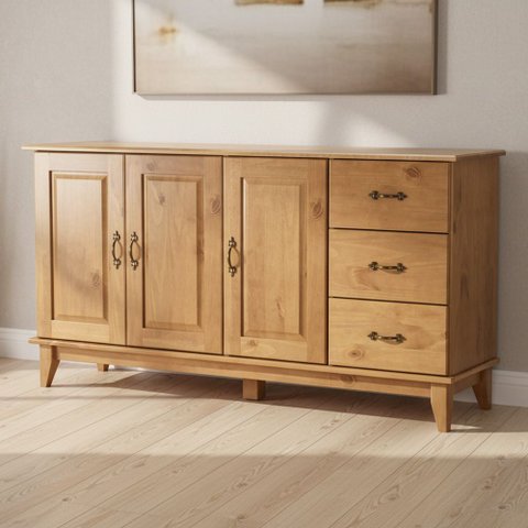 Buffet para Sala de Jantar 156cm Madeira Maciça Lira M06 Carvalho Fosco - Lyam Decor