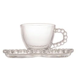 Kit 4 Xícaras de Café 85Ml com Pires Coração Pearl - Wolff - 5