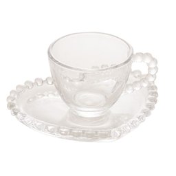 Kit 4 Xícaras de Café 85Ml com Pires Coração Pearl - Wolff - 1