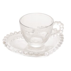 Kit 4 Xícaras de Café 85Ml com Pires Coração Pearl - Wolff
