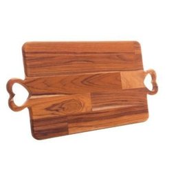 Bandeja de Madeira Teca com Alça de Coração 47X23X2 - 2