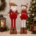 Ver imagem 5 de Jogo Boneco de Neve e Papai Noel Retrátil Pelúcia Xadrez Estica e Encolhe 35 a 45cm - Magizi