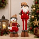 Ver imagem 1 de Jogo Boneco de Neve e Papai Noel Retrátil Pelúcia Xadrez Estica e Encolhe 35 a 45cm - Magizi