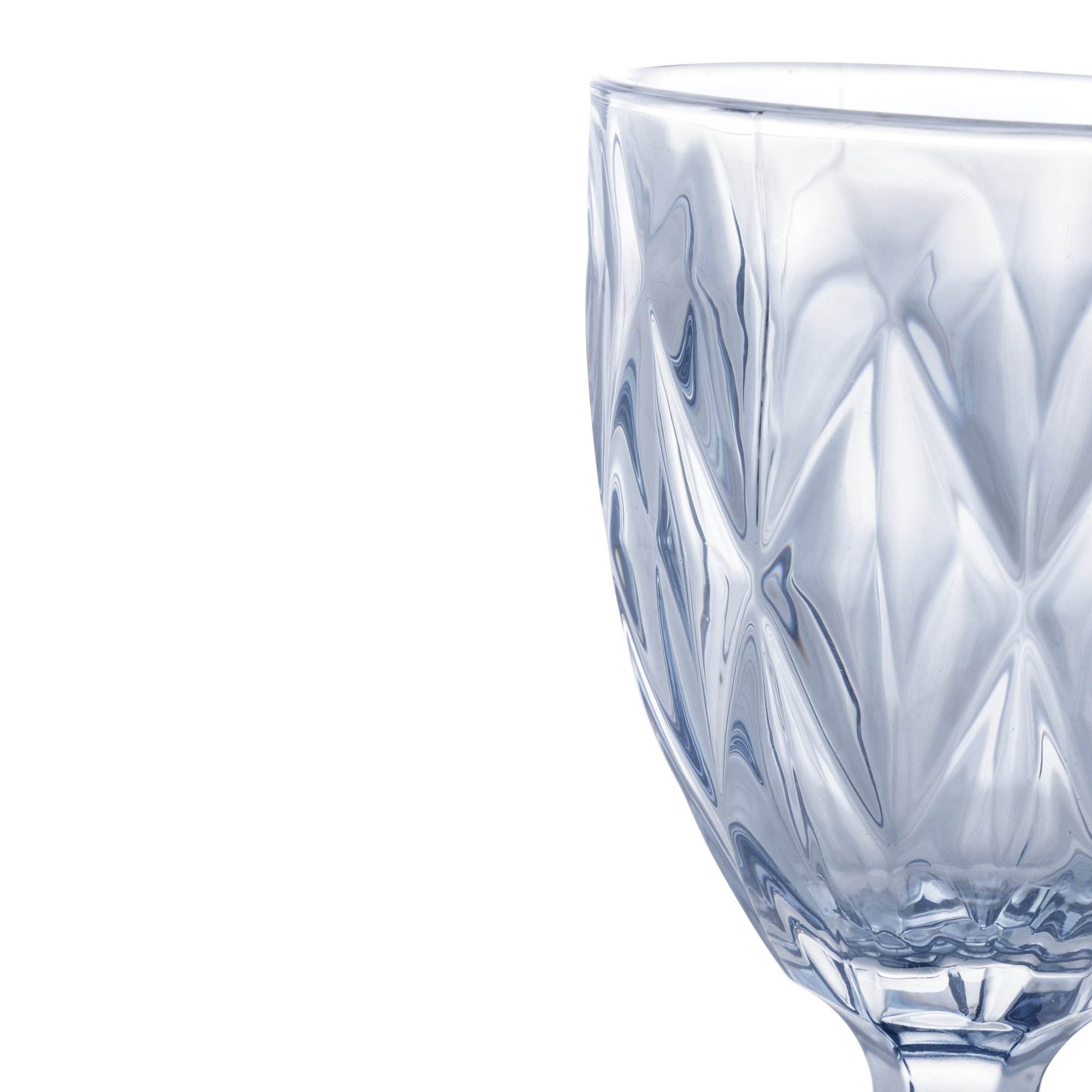 Cj 6 Taças de Vidro Para Água Diamond Azul Metalizado 325ml Lyor - 3