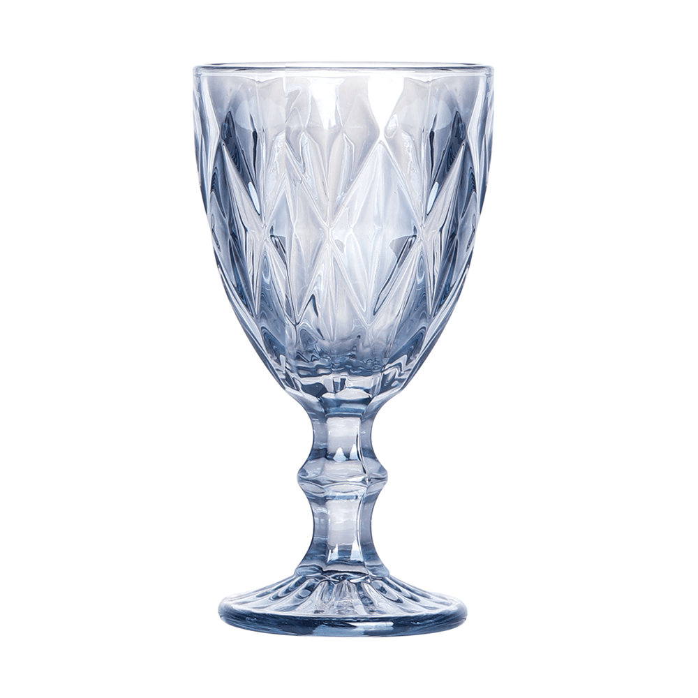 Cj 6 Taças de Vidro Para Água Diamond Azul Metalizado 325ml Lyor - 6