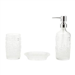 Kit para Banheiro de Vidro Transparente Flor de Lis 3 pçs - Lyor - 2