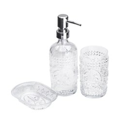 Kit para Banheiro de Vidro Transparente Flor de Lis 3 pçs - Lyor - 4