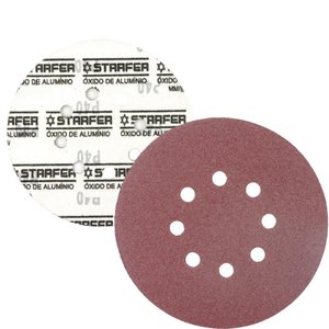 Kit 50 Disco de Lixa Velcro Vermelho Pluma 8 Furos 180mm Grão 80 - Starfer