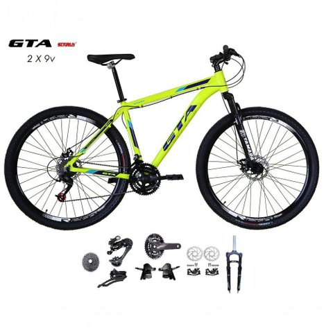 Bicicleta Aro 29 Gta Start Kit 2x9 Gta Sunrun Freio Disco K7 11/36 Pedivela 24/38d Garfo com Trava