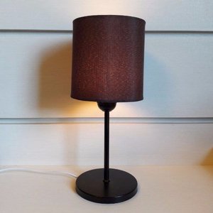 Abajur Cabeceira Para Quarto Cilíndrico Vivare Md-2010 Cúpula em Tecido - Bivolt - Preto / Café - Bi