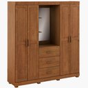 Ver imagem 7 de Guarda Roupa Casal com Espelho 4 Portas 3 Gavetas Madeira Maciça Selena F06 Castanho - Lyam Decor