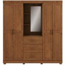 Ver imagem 2 de Guarda Roupa Casal com Espelho 4 Portas 3 Gavetas Madeira Maciça Selena F06 Castanho - Lyam Decor