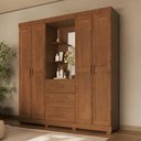 Ver imagem 4 de Guarda Roupa Casal com Espelho 4 Portas 3 Gavetas Madeira Maciça Selena F06 Castanho - Lyam Decor