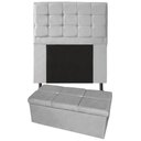 Ver imagem 1 de Kit Cabeceira + Calçadeira Baú Copenhague Solteiro 120cm Suede - Ecotec Decor:Cinza