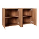 Ver imagem 6 de Mesa Escrivaninha 150cm e 2 Armários Aéreos 4 Portas F5 Cor:nogal com Preto