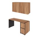 Ver imagem 2 de Mesa Escrivaninha 150cm e 2 Armários Aéreos 4 Portas F5 Cor:nogal com Preto