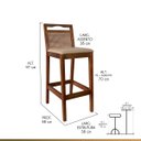 Ver imagem 3 de Kit 3 Banquetas Alta de Madeira para Bancada Valência Rattan Castanho Linho Bege Ccs