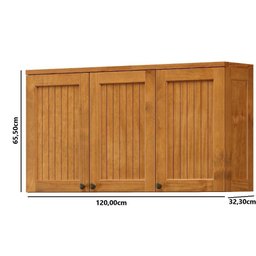 Armário Aéreo 3 Portas Versalles 120cm em Madeira Maciça - Mel - 2