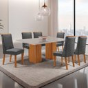 Ver imagem 7 de Mesa de Jantar Eloise 180cm Tampo MDF Vidro Canto Copo com 6 Cadeiras Yasmin