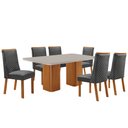 Ver imagem 1 de Mesa de Jantar Eloise 180cm Tampo MDF Vidro Canto Copo com 6 Cadeiras Yasmin