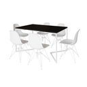 Ver imagem 6 de Mesa Industrial Jantar Retangular 137X90Cm Preta Base V Com 6 Cadeiras Brancas Ferro Br Preto