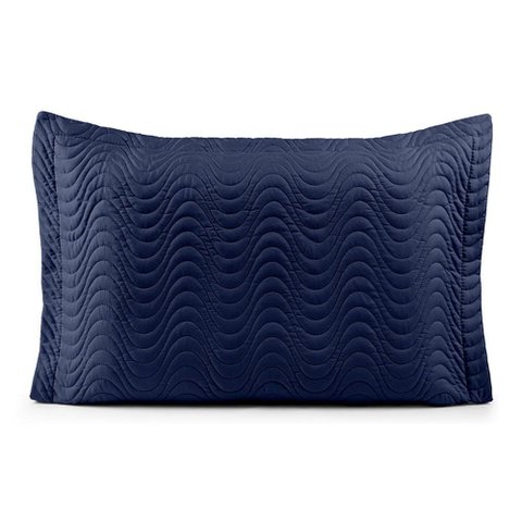 Porta Travesseiro Laura Percal 200 Fios 70x50cm Matelado com Debrum:azul Marinho