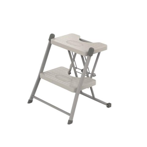 Escada Alcance 2 Degraus Dobrável 120 Kg Cinza Anodilar