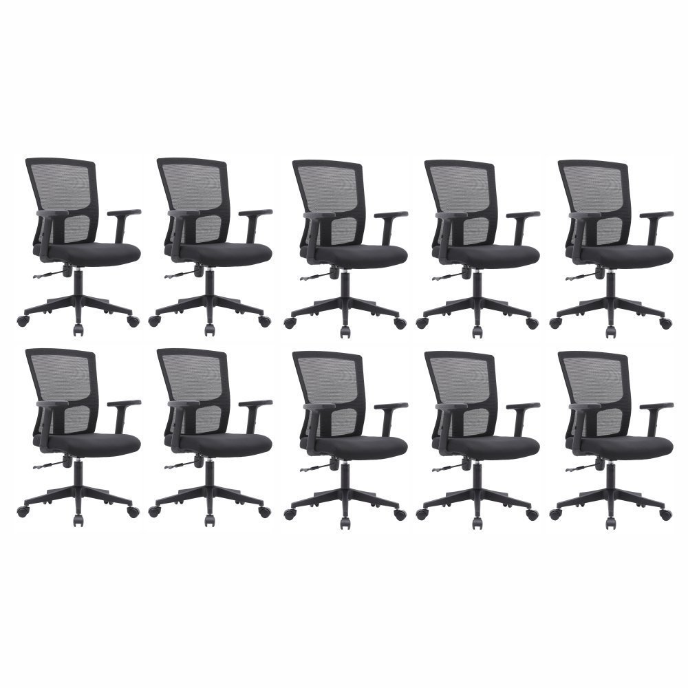 Cadeira Escritório Diretor Grid em Tela - Preta:10 Cadeiras - 1