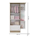 Ver imagem 3 de Dormitório Doce Sonho 2 Portas, Cômoda 3 Gavetas, Berço Mini Cama Carvalho/Branco e Colchão - Qmovi