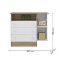 Ver imagem 4 de Dormitório Doce Sonho 2 Portas, Cômoda 3 Gavetas, Berço Mini Cama Carvalho/Branco e Colchão - Qmovi