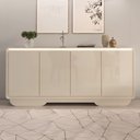 Ver imagem 7 de Buffet Aparador Sala de Jantar 4 Portas Arcus 180 cm Orgânico com LED - Off White