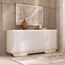 Ver imagem 6 de Buffet Aparador Sala de Jantar 4 Portas Arcus 180 cm Orgânico com LED - Off White