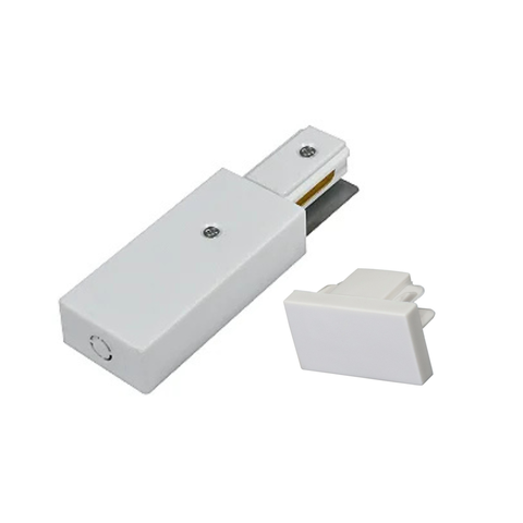Kit Alimentador de Trilho Eletrificado + Ponteira Sobrepor Branco Bivolt