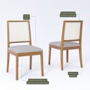 Ver imagem 3 de Kit 8 Cadeiras para Sala de Jantar Estofadas Marcela Cinza/Madeira