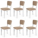 Ver imagem 1 de Kit 6 Cadeiras de Jantar Madeira Maciça Estofadas Ella Branco e Marrom Claro - Straub Web