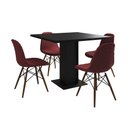 Ver imagem 6 de Mesa Jantar Londres Quadrada Preta 90cm 4 Cadeiras Eames Estofadas Vermelho Madeira