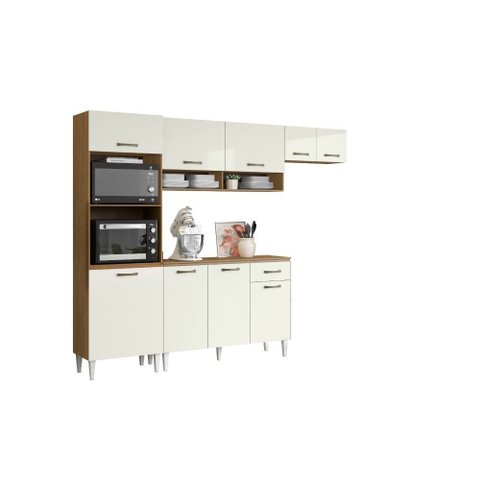 Cozinha Compacta + Balcão com Tampo Atenas Atacama Off White - Aramóveis
