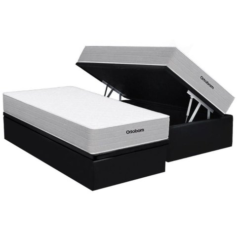 Cama Box Baú Crc Solteiro +Colchão Molas Venno Ortobom 88