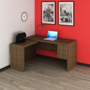 Ver imagem 2 de Mesa de Canto Para Escritório 3 Gavetas ME4106 Nogal - Tecno Mobili