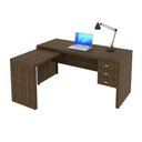 Ver imagem 1 de Mesa de Canto Para Escritório 3 Gavetas ME4106 Nogal - Tecno Mobili