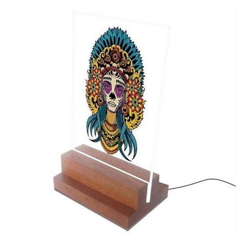 Abajur e Luminária - Caveira Indígena Mexicana