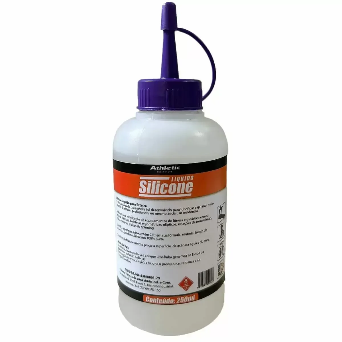 Silicone Lubrificante Líquido Athletic 250ml para Esteiras Bikes e Equipamentos de Musculação