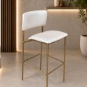 Ver imagem 5 de Banqueta Alta Aurora Dourada Off White para Bancada com Encosto Kit 4 Unidades